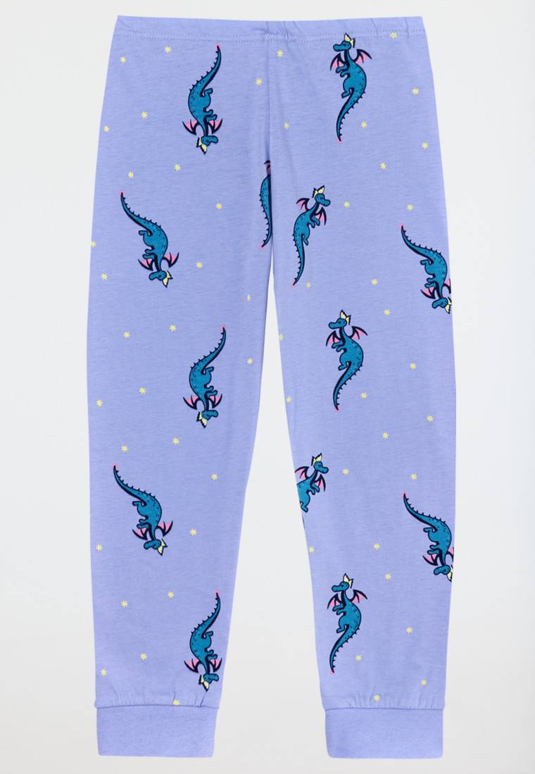 Schiesser Schlafanzug lang Organic Cotton Bündchen Drache flieder - Girls World Riesige Ersparnisse