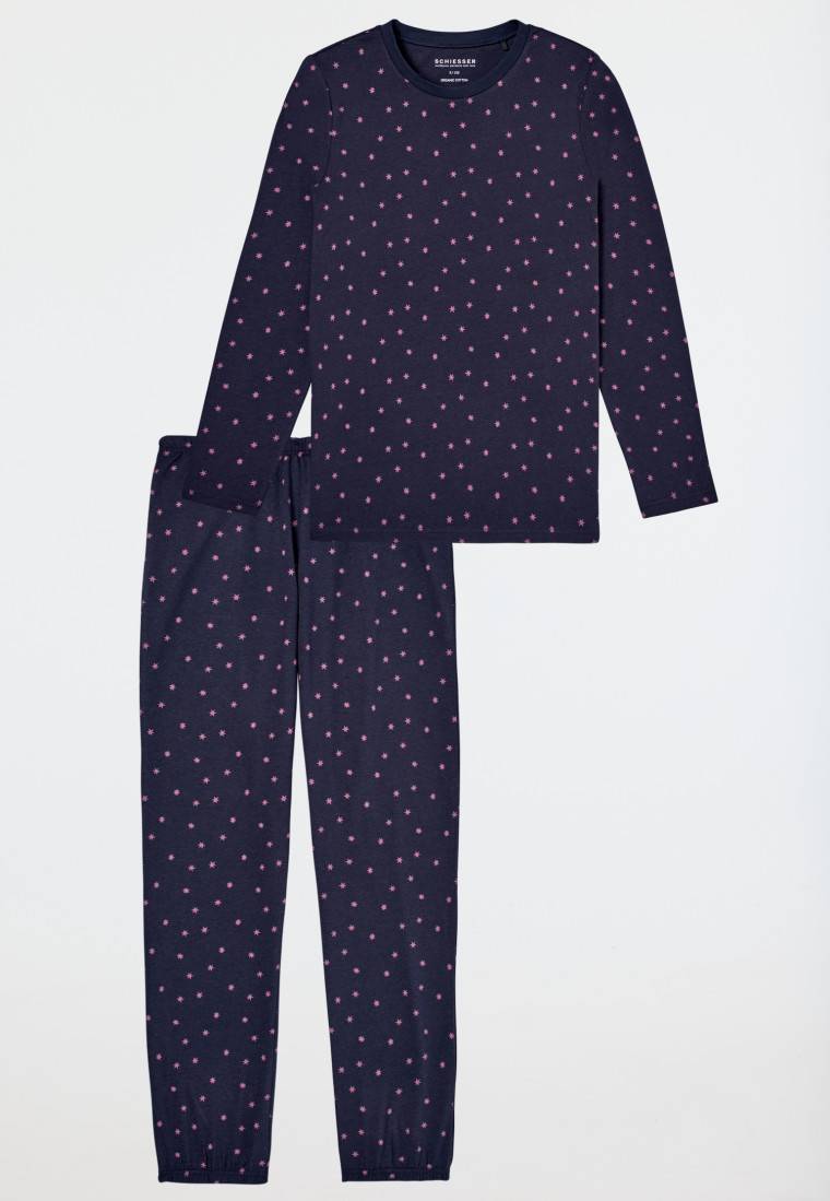 Schiesser Schlafanzug lang Bündchen nachtblau - Nightwear Begrenzte Freigabe