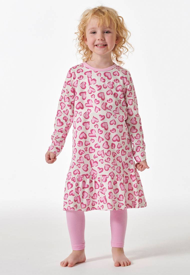 Schiesser Schlafanzug lang Organic Cotton Volant Leggings Herzen rosé - Girls World JETZT KAUFEN