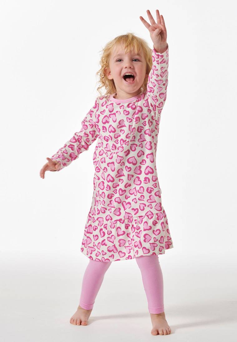Schiesser Schlafanzug lang Organic Cotton Volant Leggings Herzen rosé - Girls World JETZT KAUFEN