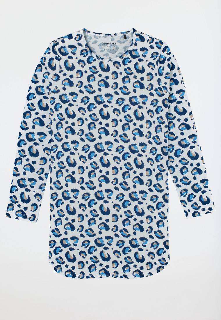 Schiesser Nachthemd langarm Leoparden-Muster off-white - Nightwear Neueste Stile