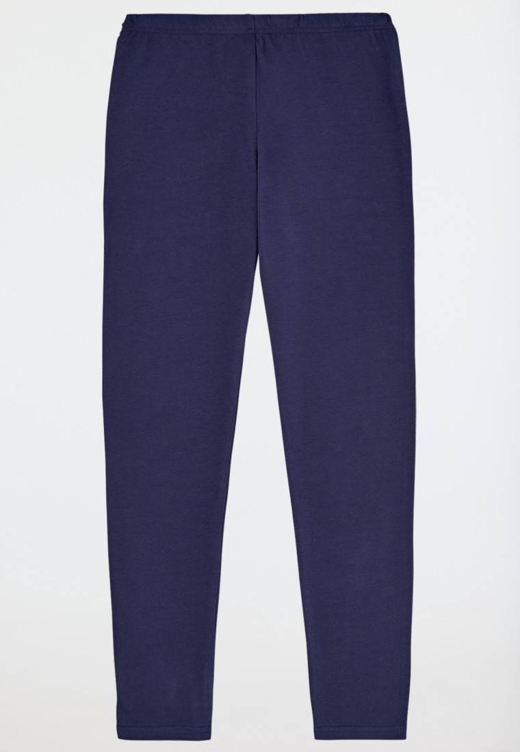 Schiesser Schlafanzug lang Plüsch-Shirt Leggings nachtblau - Nightwear Letzte 2 Tage