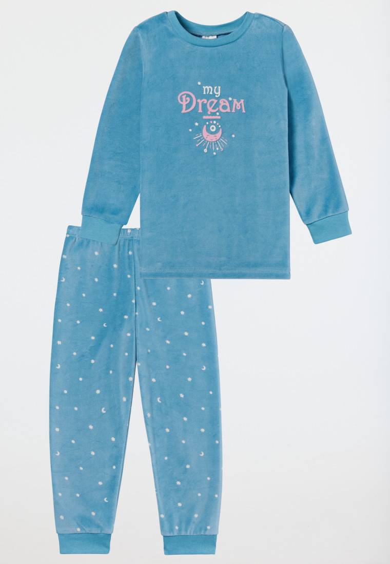 Schiesser Schlafanzug lang Velour Bündchen Sterne aquarium - Girls World Bis zu 50% Rabatt