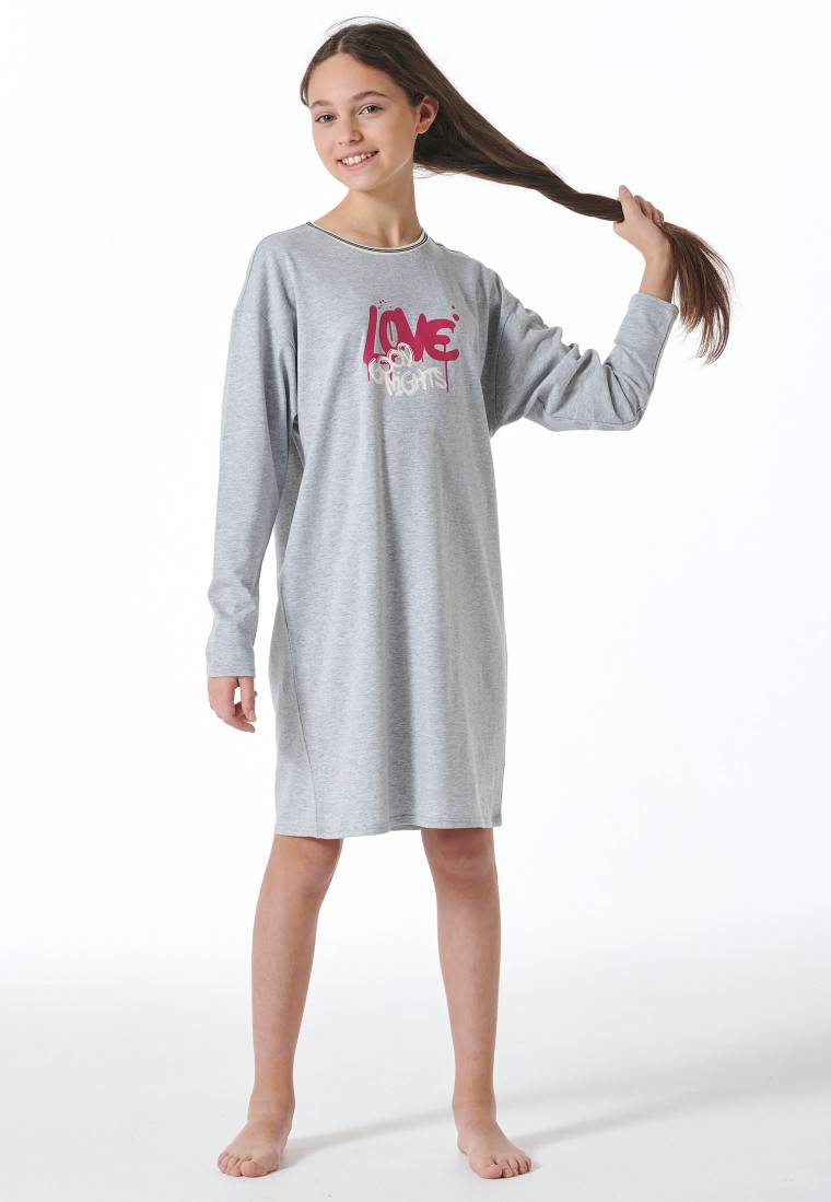 Schiesser Nachthemd langarm grau-meliert - Nightwear Bis zu 65% Rabatt