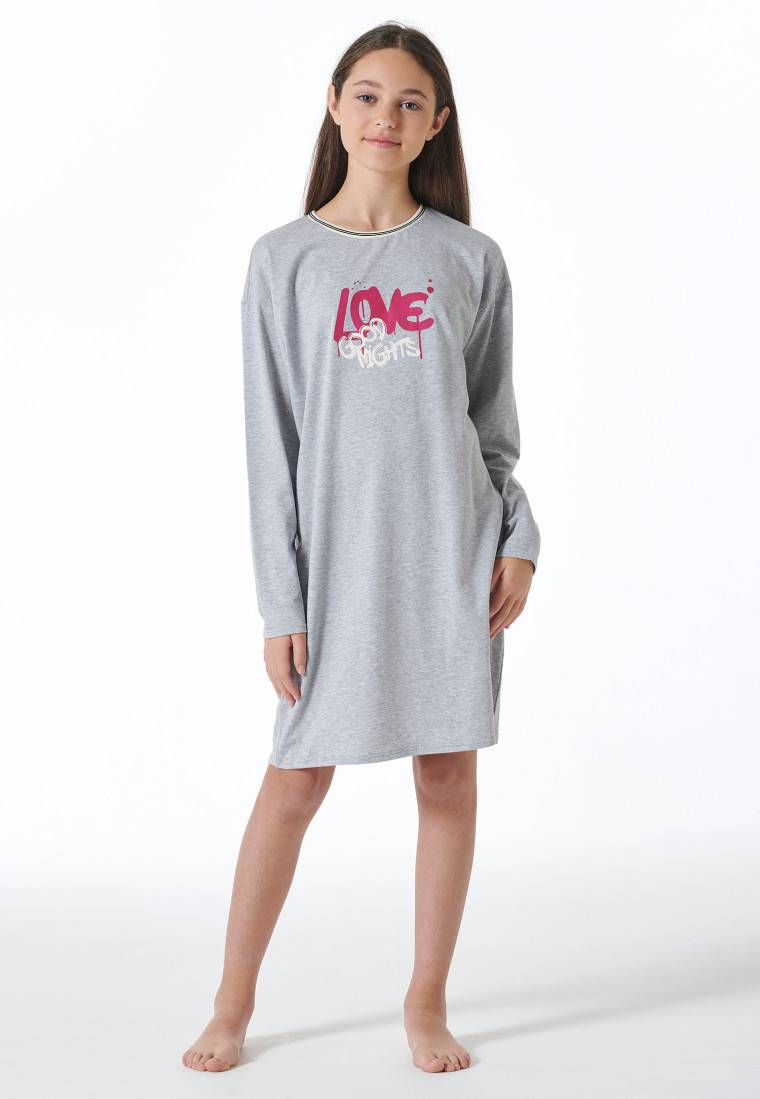 Schiesser Nachthemd langarm grau-meliert - Nightwear Bis zu 65% Rabatt