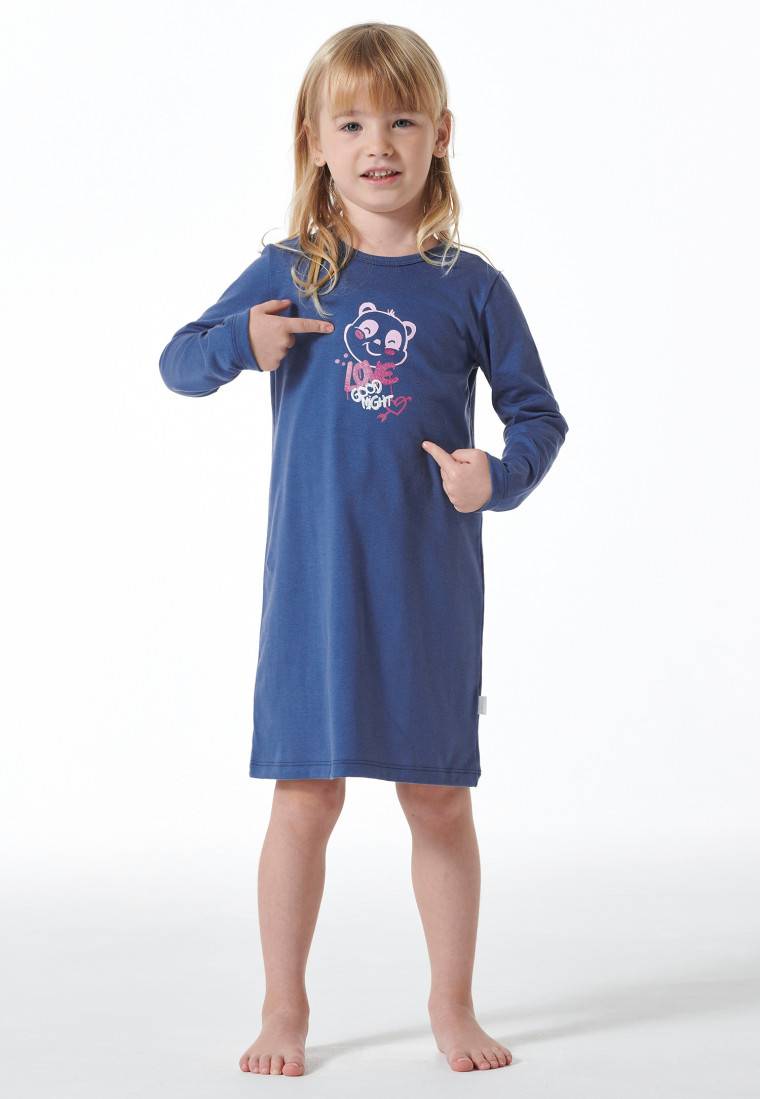 Schiesser Nachthemd langarm Organic Cotton Panda blau - Girls World Discount Store für neue Produkte