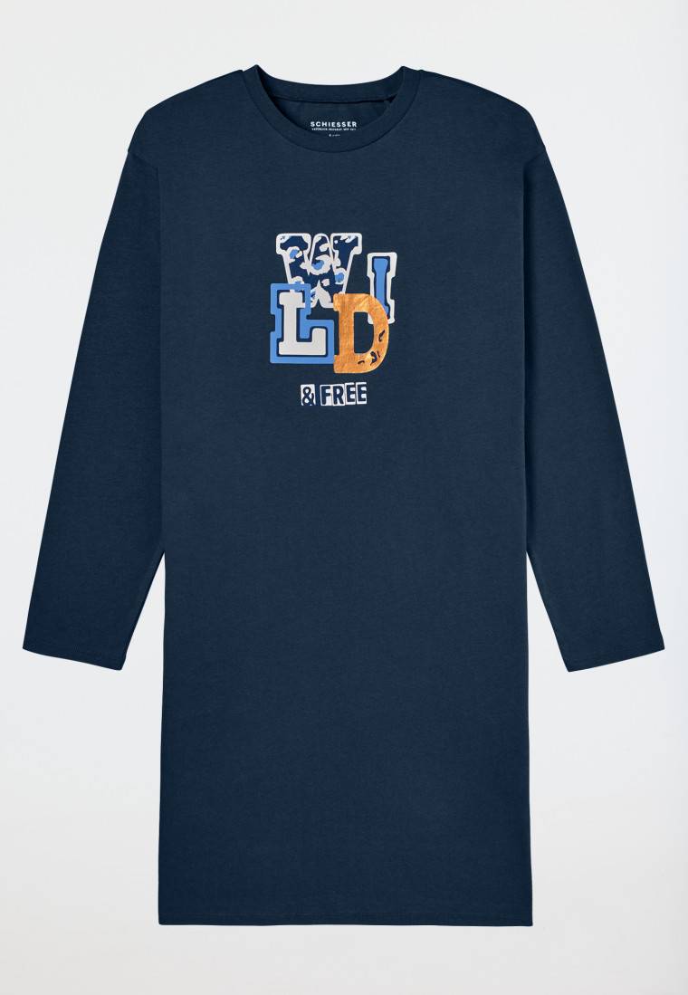 Schiesser Nachthemd langarm wild blau - Nightwear Nur noch ein Tag übrig