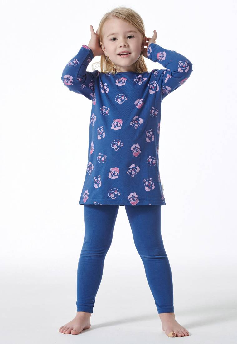 Schiesser Schlafanzug lang Organic Cotton Leggings Panda blau - Girls World Super Rabatt