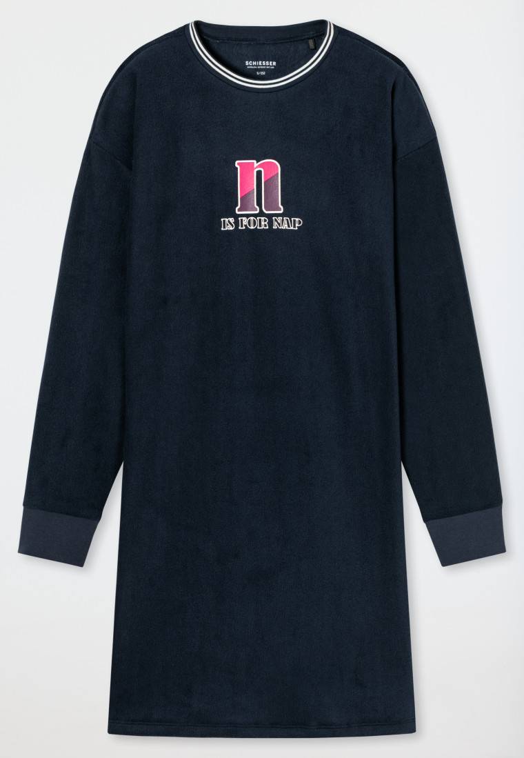 Schiesser Sleepshirt langarm Fleece Bündchen nachtblau - Teens Nightwear Begrenzt auf 3 Tage