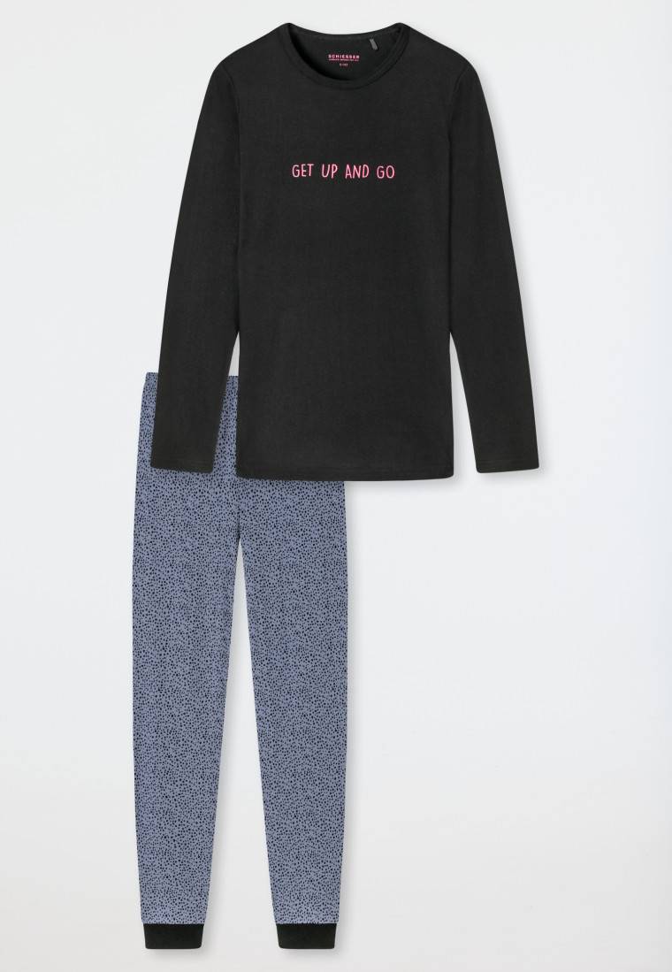 Schiesser Schlafanzug lang Organic Cotton Tupfen schwarz - Nightwear Speichern exportieren