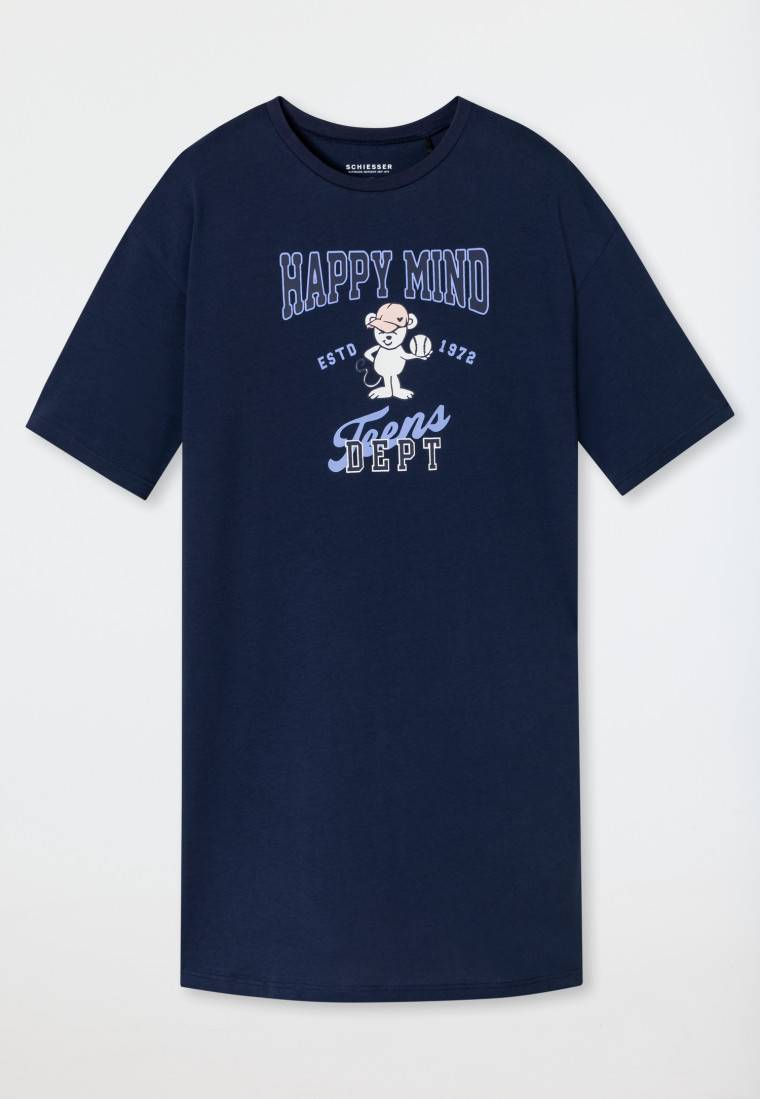 Schiesser Sleepshirt kurzarm Organic Cotton College Maus nachtblau - Nightwear Im Verkauf
