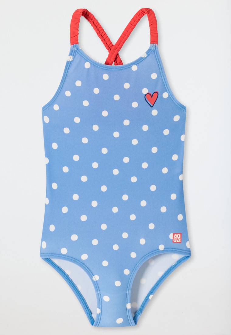 Schiesser Badeanzug Wirkware Punkte hellblau - Aqua Kids Girls zollfrei