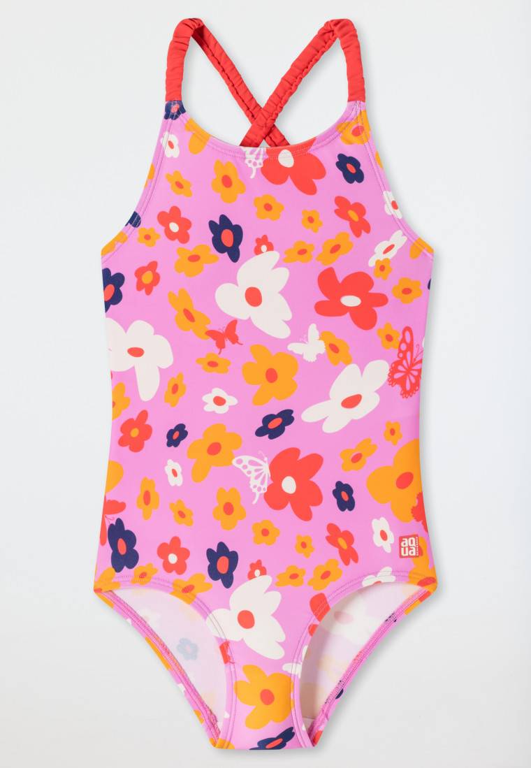 Schiesser Badeanzug Wirkware Blumen Schmetterlinge rosa - Aqua Kids Girls Online