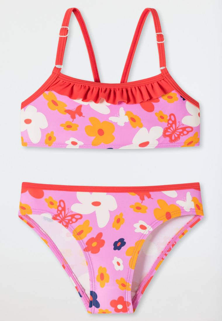 Schiesser Bustier Bikini Wirkware Blumen Schmetterlinge Rüschen rosa - Aqua Kids Girls Auslauf