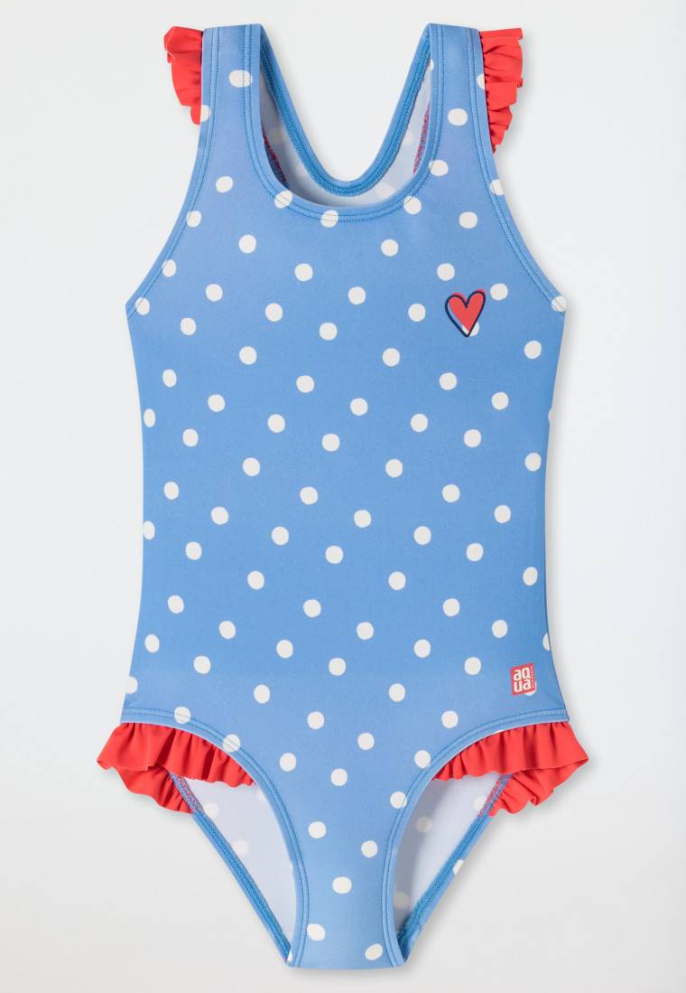 Schiesser Badeanzug Wirkware Punkte Rüschen hellblau - Aqua Kids Girls Hotsell