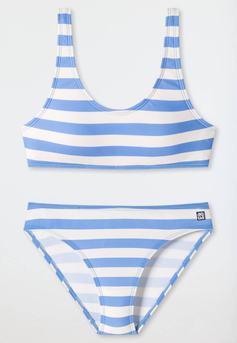 Schiesser Bustier-Bikini Wirkware recycelt LSF40+ gefüttert Streifen hellblau - Aqua Teen Girls im Angebot