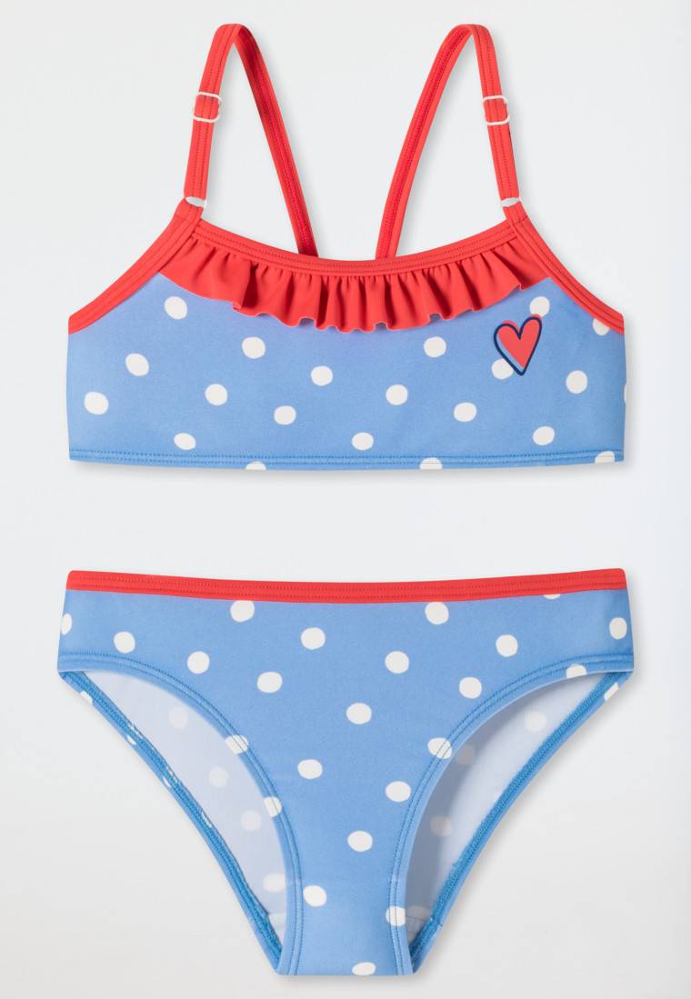 Schiesser Bustier Bikini Wirkware Punkte Rüschen hellblau - Aqua Kids Girls Schlussverkauf