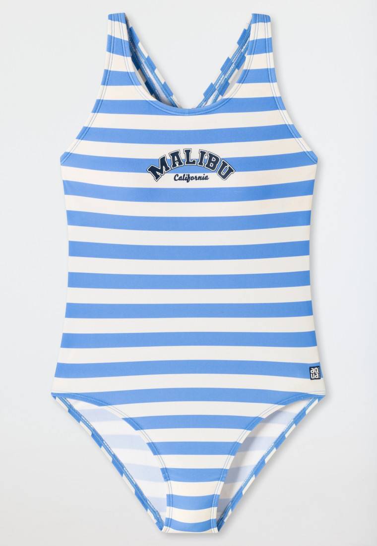Schiesser Badeanzug Wirkware recycelt LSF40+ Racerback Streifen hellblau - Aqua Teen Girls Limitierter Zeitrabatt