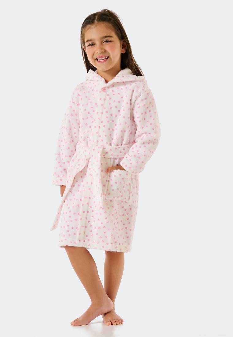 Schiesser Bademantel Velour Punkte weiß - Original Classics