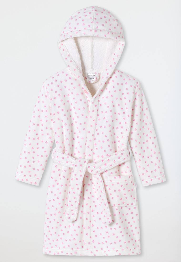 Schiesser Bademantel Velour Punkte weiß - Original Classics Fabrik Onlineshop