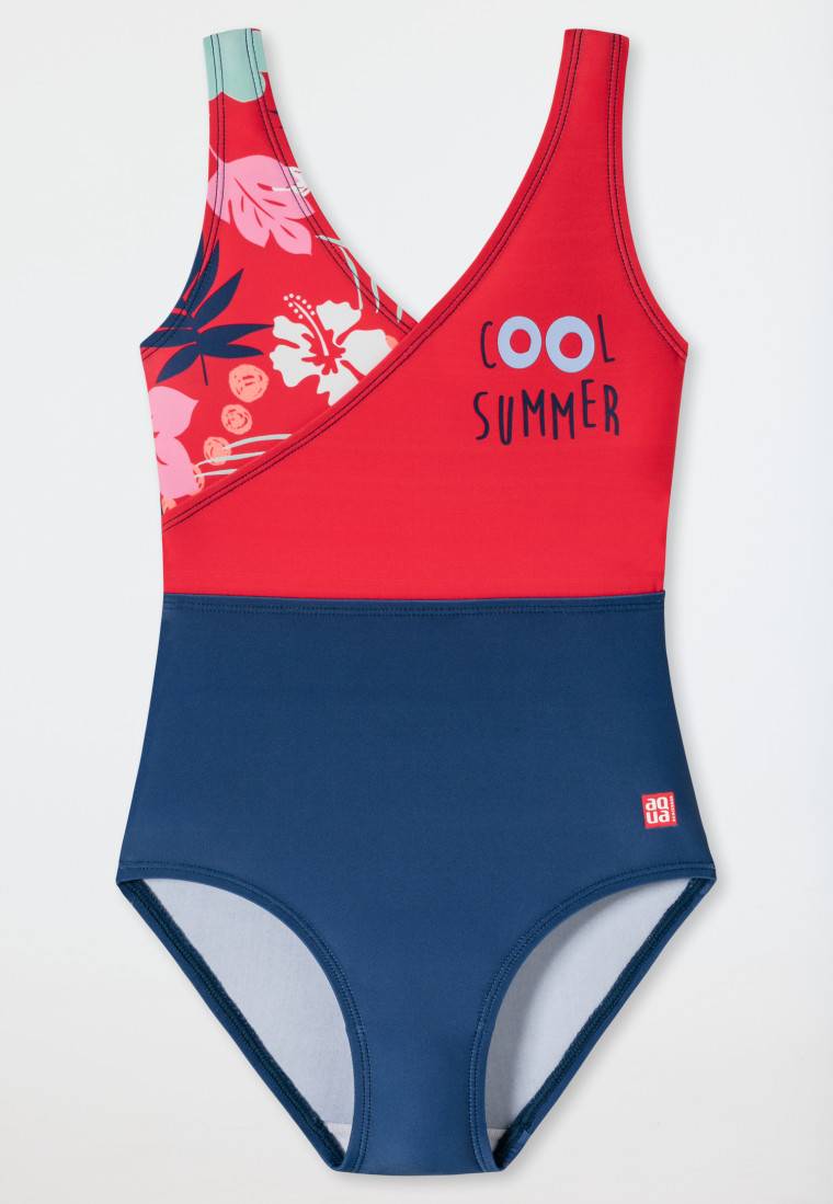 Schiesser Badeanzug Wirkware recycelt LSF40+ Colour-Blocking Blumen mehrfarbig - Cat Zoe Sonderangebot