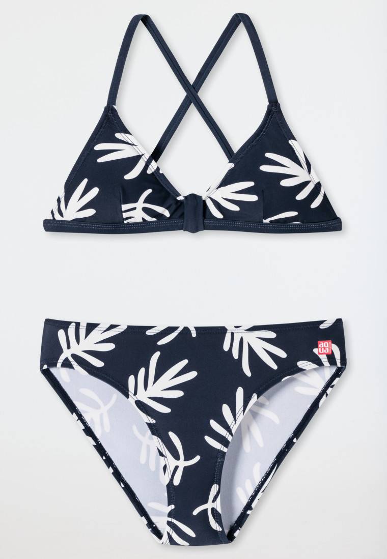 Schiesser Bustier-Bikini Wirkware recycelt LSF40+ Palmenblätter dunkelblau - Diver Dreams Rabatt