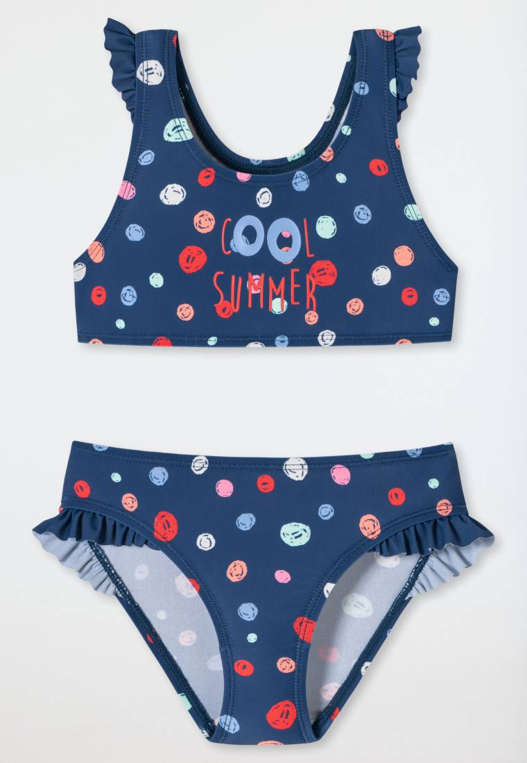 Schiesser Bustier-Bikini Wirkware recycelt LSF40+ Racerback Punkte Rüschen mehrfarbig - Cat Zoe Versandkostenfrei