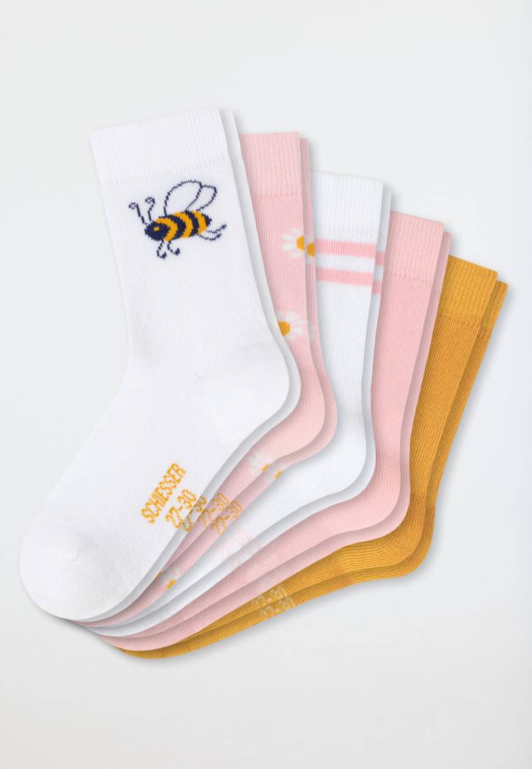 Schiesser Mädchensocken 5er-Pack Blumen Biene mehrfarbig - Biene Saisonschlussverkauf