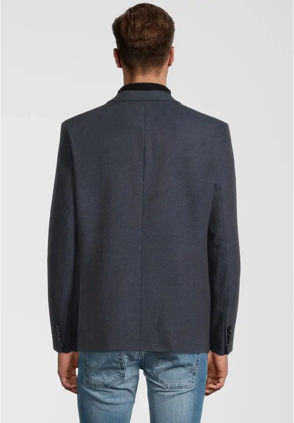 Steffen Klein Sakko Fischgrat Wolle in Marine Black Friday Preise