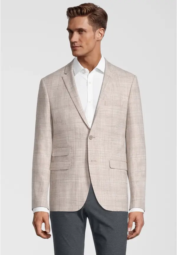 Steffen Klein Kariertes Sakko Slim Fit in beige Rabatte dieses Monats