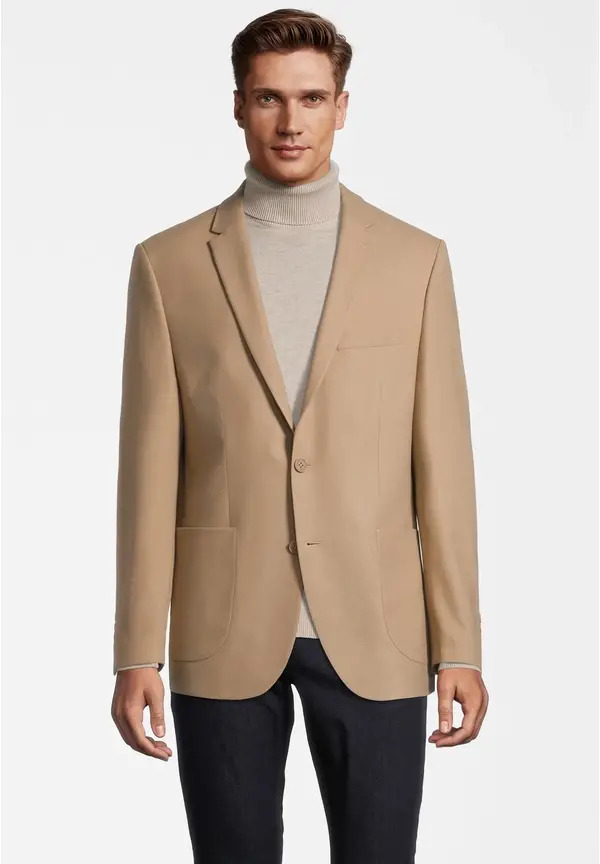 Steffen Klein Sakko aufgesetzte Taschen in beige Auslauf