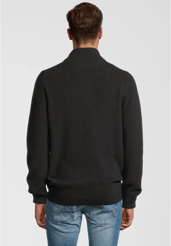Steffen Klein Pullover Troyer Stehkragen Reißverschluss in Schwarz Fabrikpreis