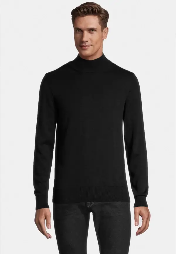 Steffen Klein Pullover Stehbund Baumwoll Mix in schwarz Sonderangebot