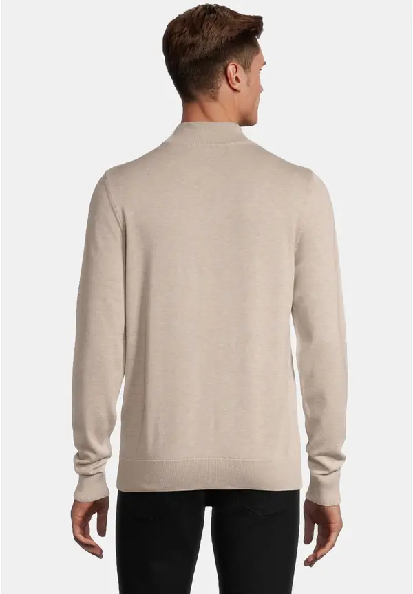 Steffen Klein Pullover Stehbund Baumwoll Mix in beige melange Günstig kaufen