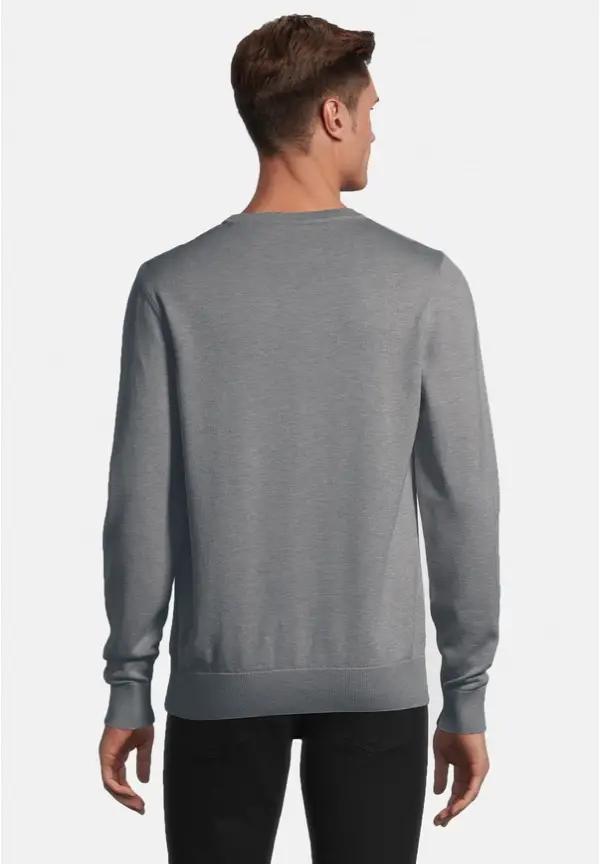 Steffen Klein Pullover Rundhals Baumwoll Mix in grau melange Versandkostenfrei