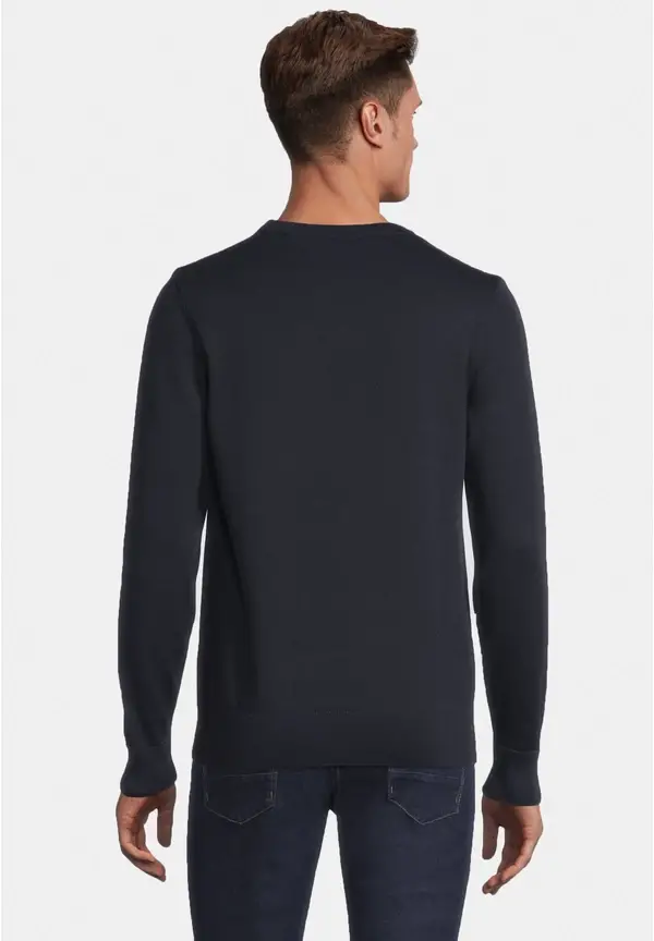 Steffen Klein Pullover Rundhals Baumwoll Mix in Marine Großer Ausverkauf