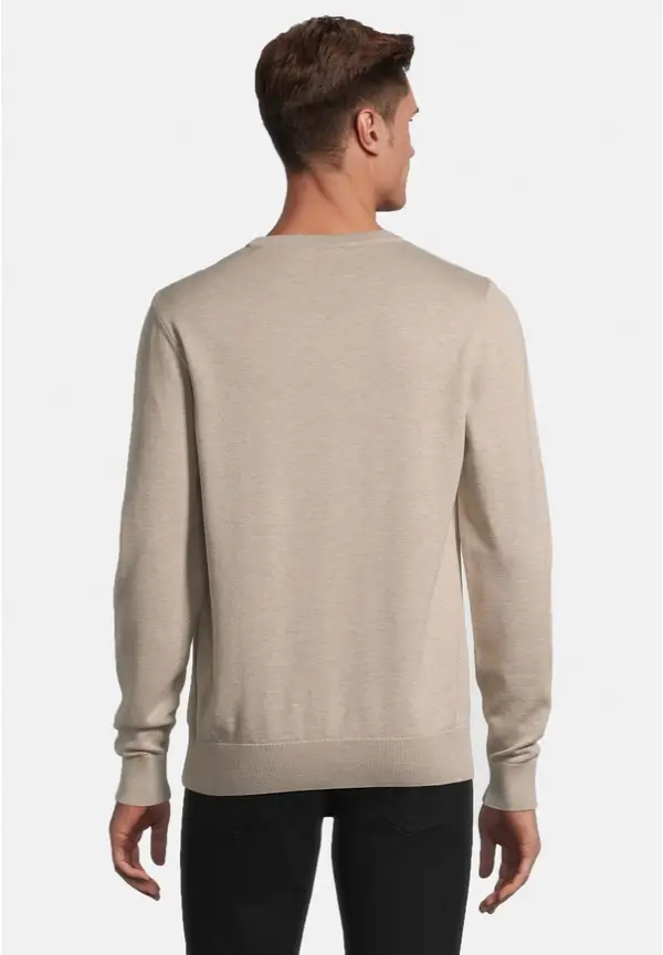 Steffen Klein Pullover Rundhals Baumwoll Mix in beige melange Flash Sale