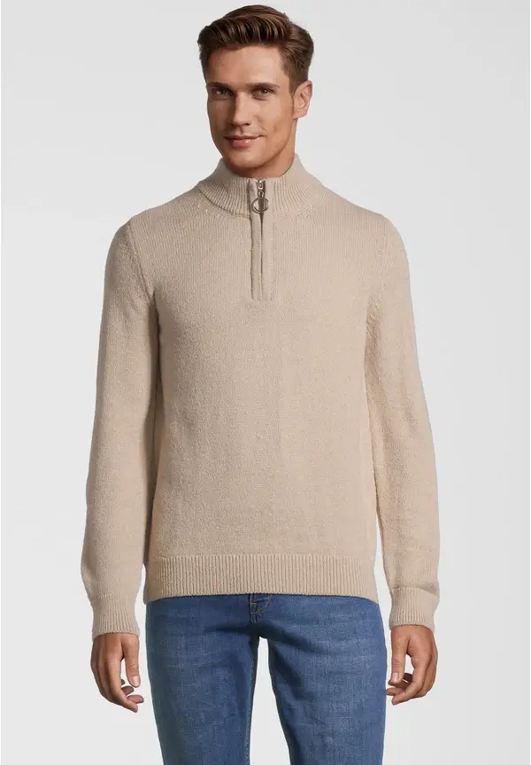 Steffen Klein Pullover Troyer Soft Touch in beige Online Shopping