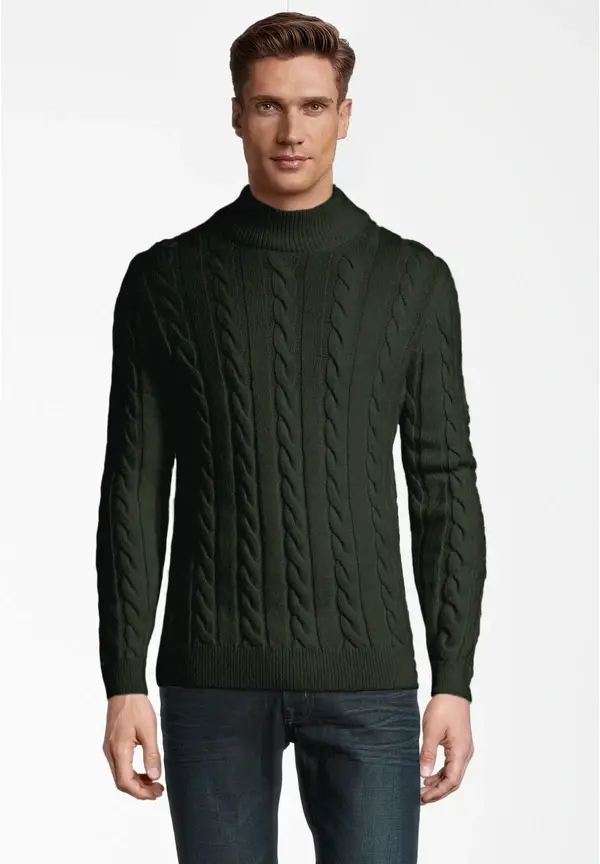 Steffen Klein Pullover Zopfmuster Soft Touch in khaki Cyber Monday