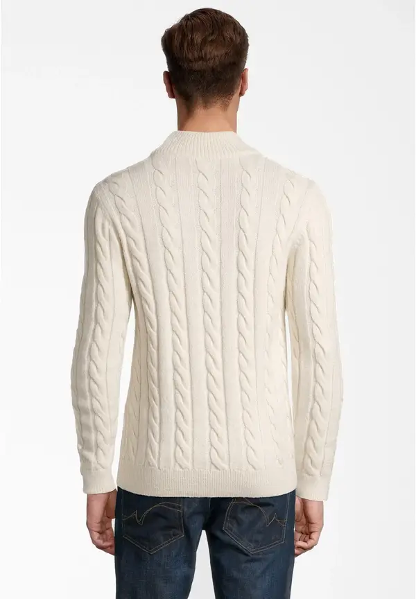 Steffen Klein Pullover Zopfmuster Soft Touch in creme Weihnachtsangebot