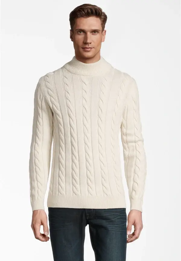 Steffen Klein Pullover Zopfmuster Soft Touch in creme Weihnachtsangebot