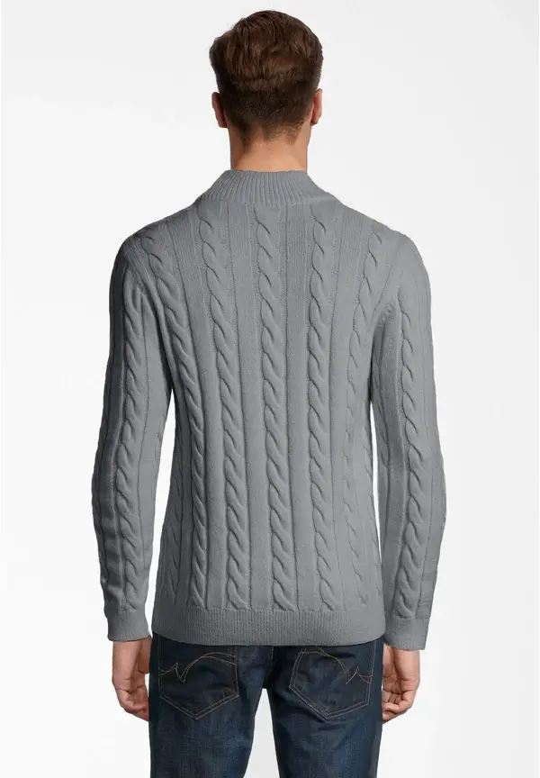 Steffen Klein Pullover Zopfmuster Soft Touch in grau Osterangebot