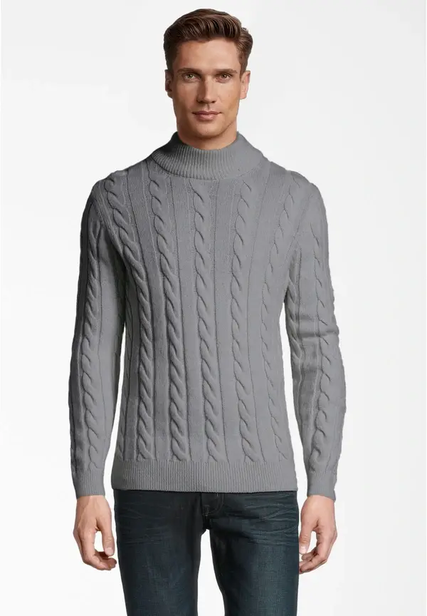 Steffen Klein Pullover Zopfmuster Soft Touch in grau Osterangebot