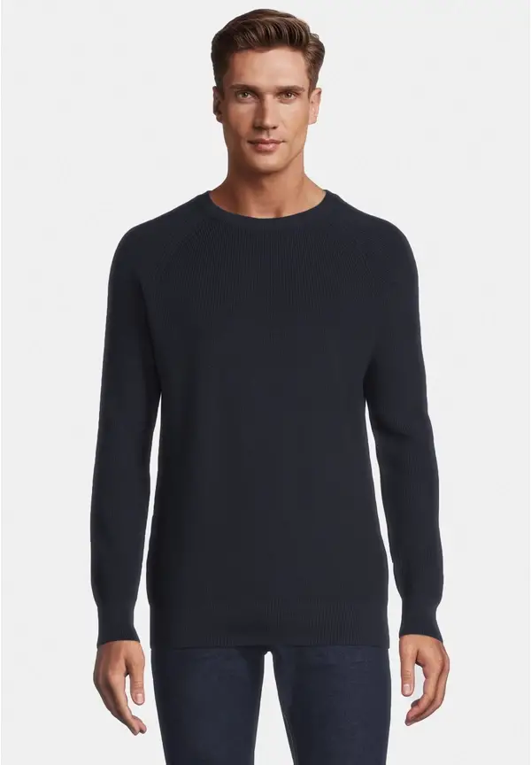 Steffen Klein Pullover Raglan Baumwoll Mix in Marine Vatertagsangebot