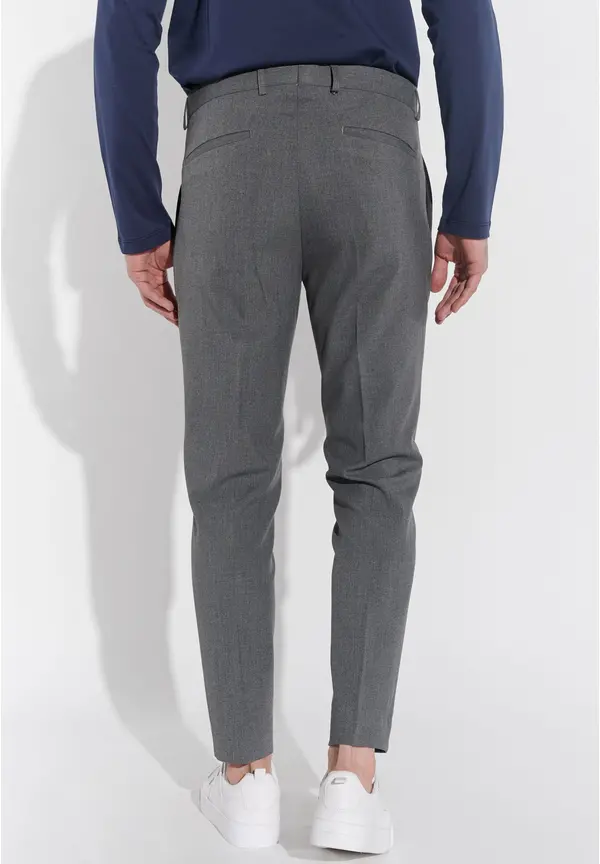 Steffen Klein Anzughose Schmal Slim Fit Knöchellang in Grau melange Riesige Ersparnisse