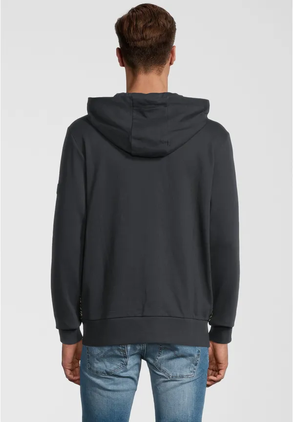Steffen Klein Sweatjacke mit Zipper und Logo-Band in Schwarz Wochenangebot