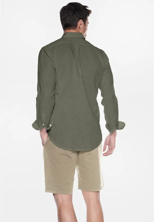 Steffen Klein Leinen-Hemd Slim Fit in khaki Letzte 3 Tage