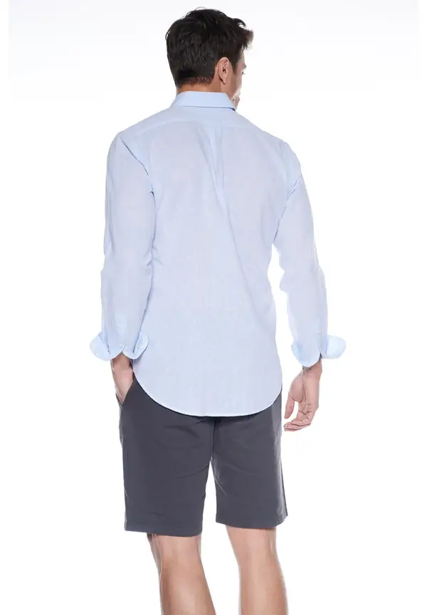 Steffen Klein Leinen-Hemd Slim Fit in Blau Letzte 2 Tage