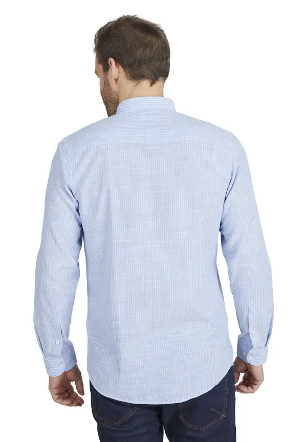 Steffen Klein Hemd in Leinen-Optik in Hellblau Clearance-Verkauf