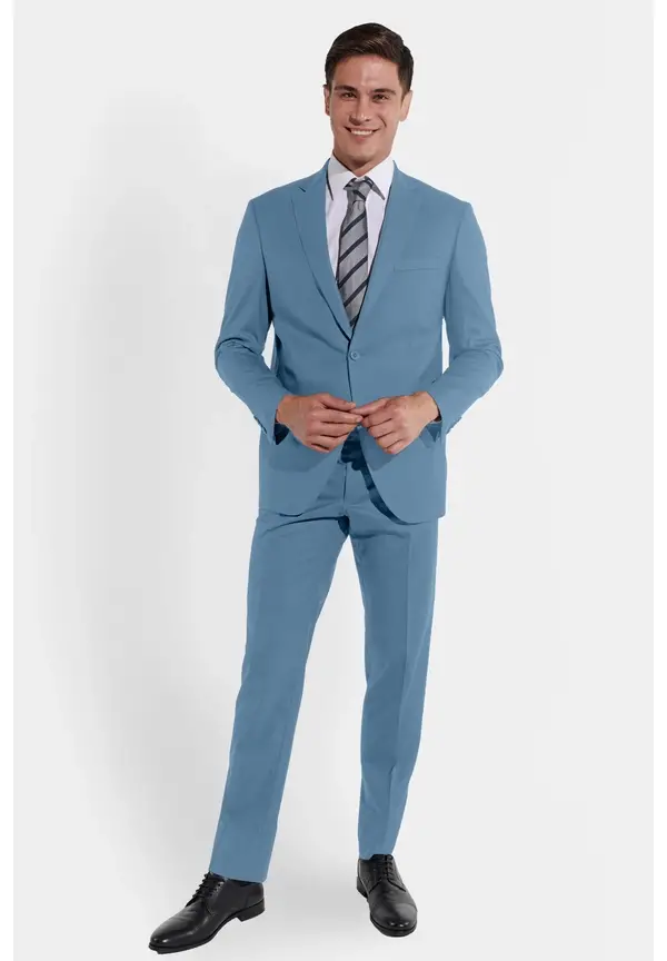 Steffen Klein Anzug Regular Fit elastisch in Light blue Schlussverkauf